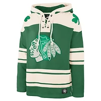 Sweat à capuche lacets pour homme '47 Connor Bedard Kelly Green Chicago Blackhawks St. Patrick's Day Player Name & Number
