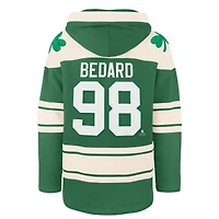 Sweat à capuche lacets pour homme '47 Connor Bedard Kelly Green Chicago Blackhawks St. Patrick's Day Player Name & Number