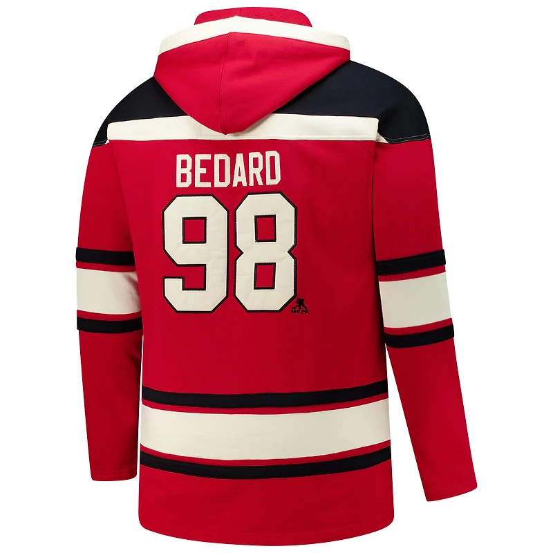 Sweat à capuche lacets '47 Connor Bedard pour homme des Blackhawks de Chicago, taille grande et