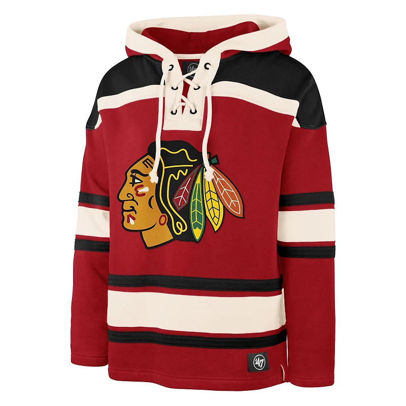 Sweat à capuche Lacer pour homme, rouge, Connor Bedard, joueur des Blackhawks de Chicago, numéro 47, avec nom et du