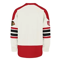 Men's '47 Cream Chicago Blackhawks Pond Hockey Trio Eternal Lacer Sweatshirt