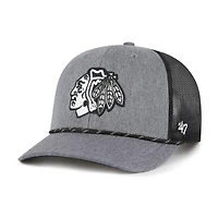 Casquette ajustable en corde de carbone pour homme '47 des Blackhawks de Chicago, grise