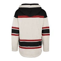 Men's '47 Oatmeal Chicago Blackhawks Rockaway Lace-Up Pullover Hoodie