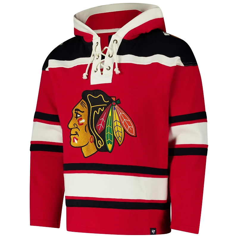 Sweat à capuche rouge '47 pour homme des Chicago Blackhawks Superior Lacer