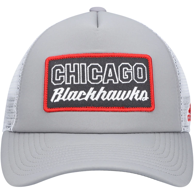 Men's adidas Gray/White Chicago Blackhawks Locker Room Foam Trucker Snapback Hat