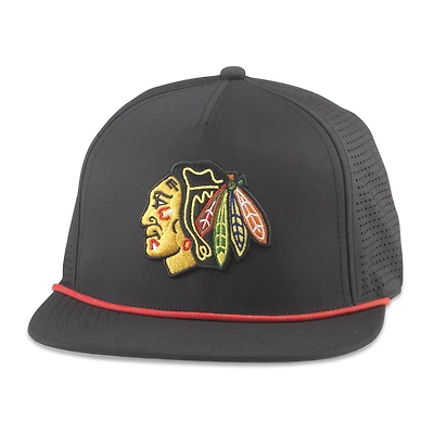 Men's American Needle  Black Chicago Blackhawks Buxton Pro Tech Adjustable Hat