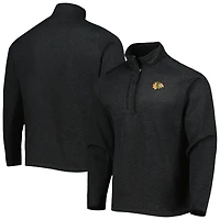 Veste à col zippé Antigua pour homme, coloris noir chiné, Chicago Blackhawks Course