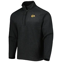 Men's Antigua Heathered Black Chicago Blackhawks Course Quarter-Zip Jacket