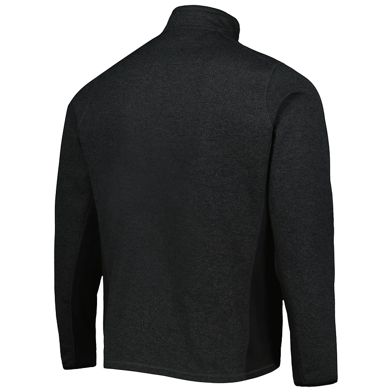 Men's Antigua Heathered Black Chicago Blackhawks Course Quarter-Zip Jacket