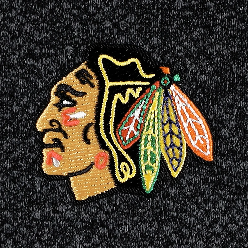 Veste à col zippé Antigua pour homme, coloris noir chiné, Chicago Blackhawks Course