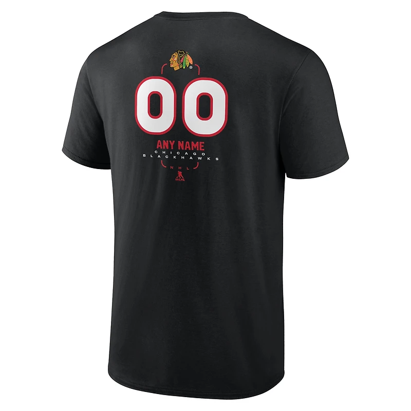 Men's Black Chicago Blackhawks Custom Midfielder T-Shirt