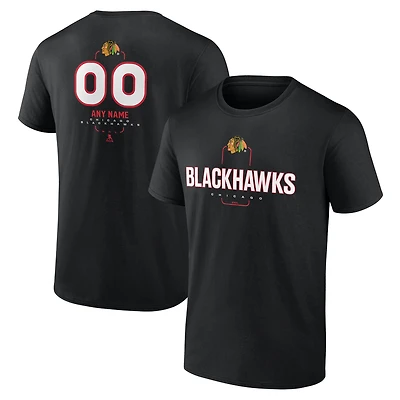 Men's Black Chicago Blackhawks Custom Midfielder T-Shirt