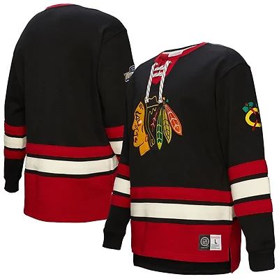 Sweat-shirt à lacets noir pour homme Chicago Blackhawks Heritage