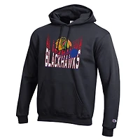 Men's Champion Black Chicago Blackhawks Powerblend Hoodie
