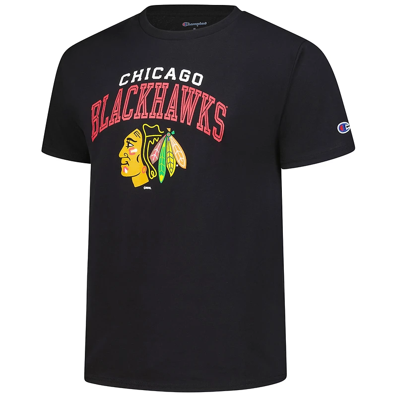 T-shirt noir avec logo principal des Blackhawks de Chicago pour homme