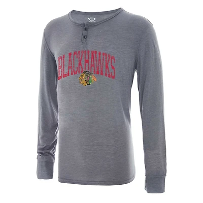 Haut Henley à manches longues Takeaway gris Sport pour homme des Chicago Blackhawks