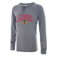 Haut Henley à manches longues Takeaway gris Sport pour homme des Chicago Blackhawks
