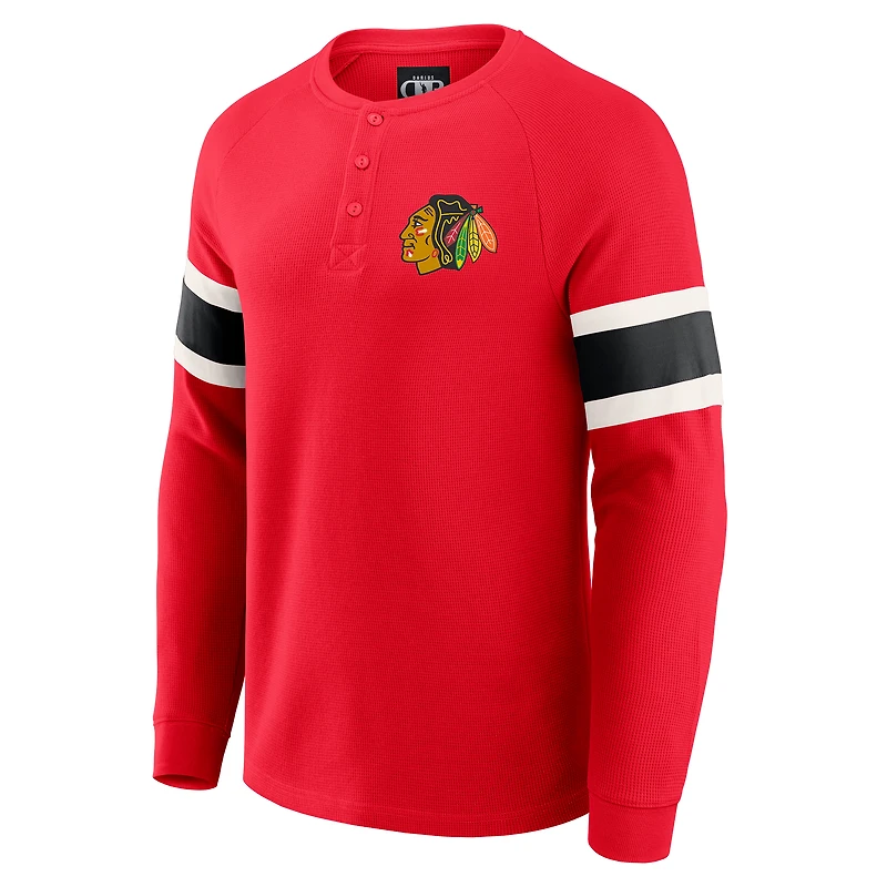 Men's Darius Rucker Collection by Fanatics Red Chicago Blackhawks Waffle-Knit Raglan Long Sleeve Henley T-Shirt