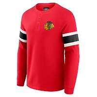 Men's Darius Rucker Collection by Fanatics Red Chicago Blackhawks Waffle-Knit Raglan Long Sleeve Henley T-Shirt