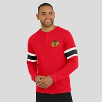 T-shirt Henley à manches longues raglan en tricot gaufré rouge pour homme de la collection Darius Rucker par Fanatics des Blackhawks Chicago
