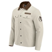 Veste en toile mi-lourde à boutons pour homme de la collection Darius Rucker Fanatics, couleur beige, des Chicago Blackhawks