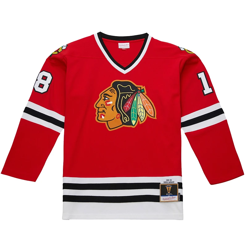 Maillot de jeu puissance Denis Savard Scarlet pour homme des Blackhawks Chicago 1980-81