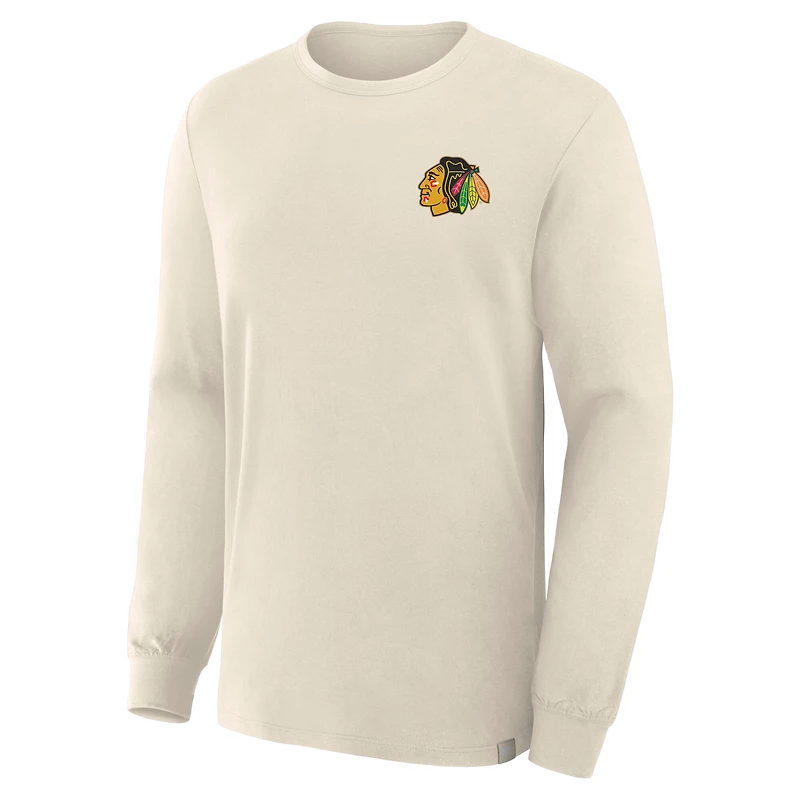 T-shirt à manches longues Fanatics beige pour homme, Centennial Legacy des Blackhawks de Chicago