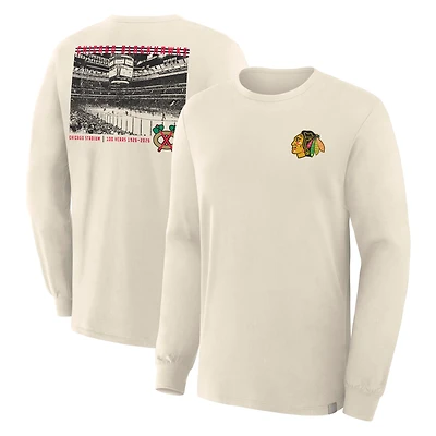 T-shirt à manches longues Fanatics beige pour homme, Centennial Legacy des Blackhawks de Chicago