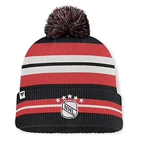 Men's Fanatics Black/Cream Chicago Blackhawks Decades Collection Cuffed Knit Hat with Pom