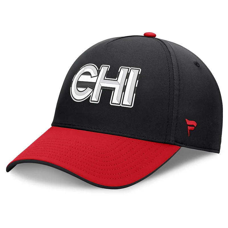 Men's Fanatics Black/Red Chicago Blackhawks Authentic Pro Rink Team Code Flex Hat