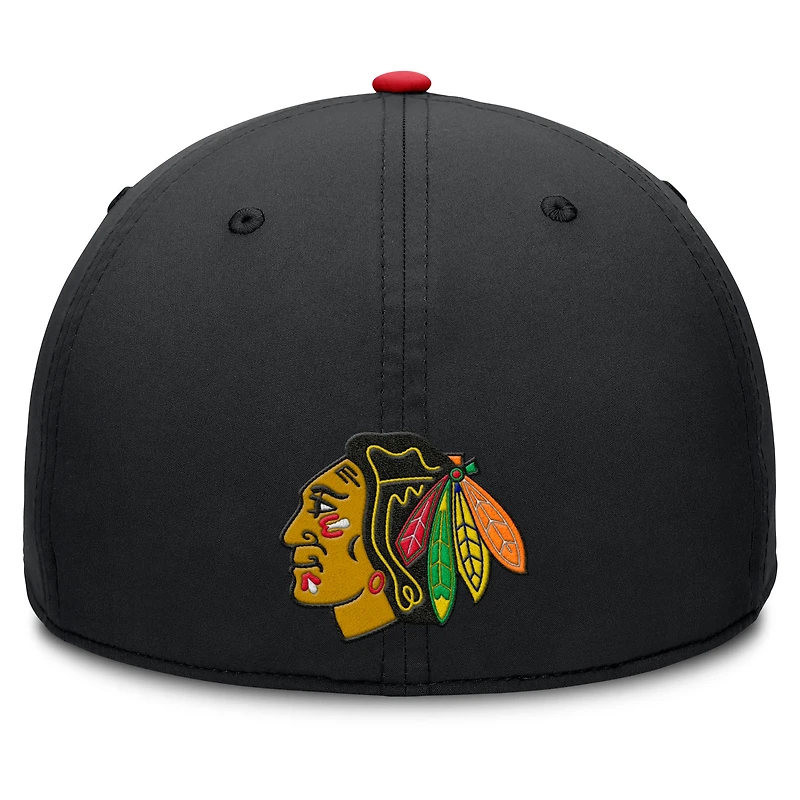 Men's Fanatics Black/Red Chicago Blackhawks Authentic Pro Rink Team Code Flex Hat