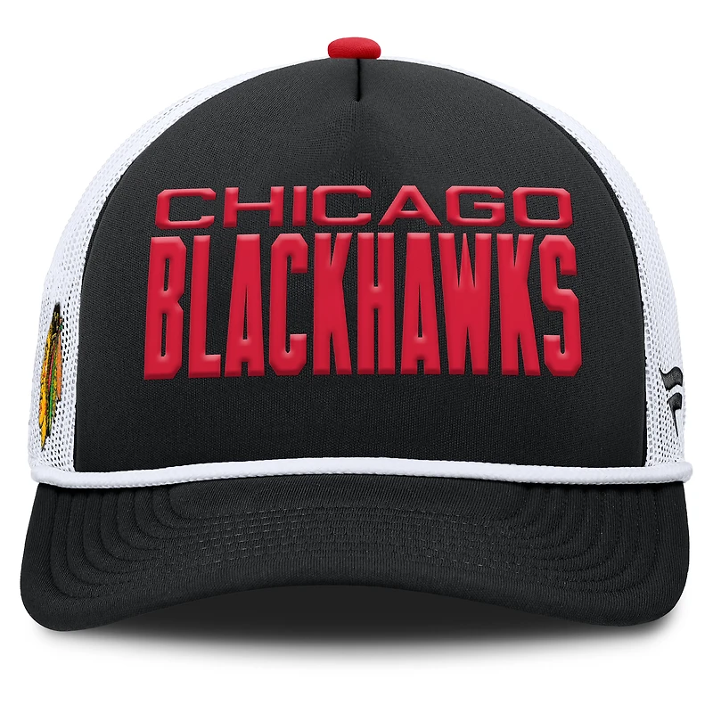 Men's Fanatics Black/White Chicago Blackhawks Authentic Pro Rink A-Frame Adjustable Hat