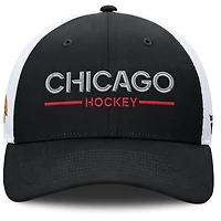 Men's Fanatics Black/White Chicago Blackhawks Authentic Pro Rink Lockup Adjustable Trucker Hat