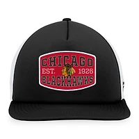 Men's Fanatics Black/White Chicago Blackhawks Foam Front Patch Trucker Snapback Hat