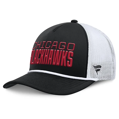 Casquette ajustable en forme de A pour homme Fanatics, noire et blanche, des Chicago Blackhawks, Heritage Dutch