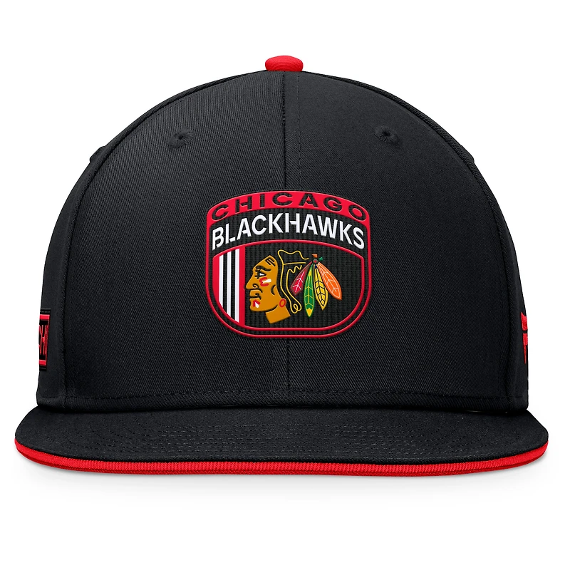 Casquette snapback noir Chicago Blackhawks 2024 NHL Draft Fanatics pour hommes