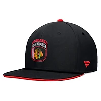 Casquette snapback noir Chicago Blackhawks 2024 NHL Draft Fanatics pour hommes