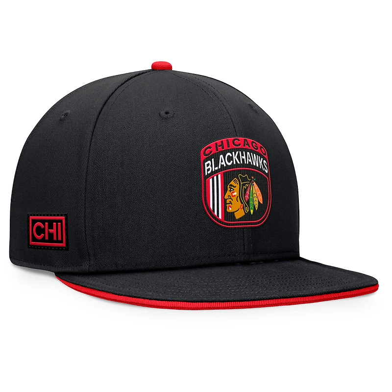 Casquette snapback noir Chicago Blackhawks 2024 NHL Draft Fanatics pour hommes