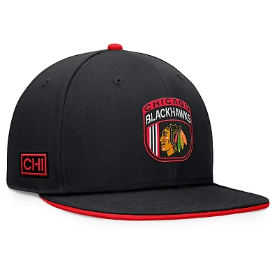Casquette snapback noir Chicago Blackhawks 2024 NHL Draft Fanatics pour hommes