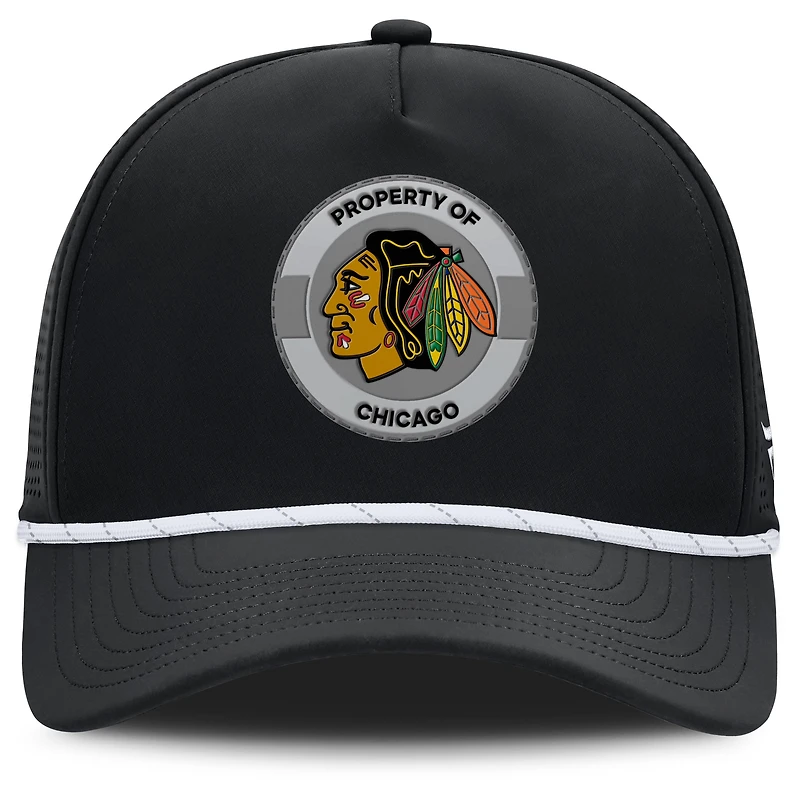 Casquette ajustable authentique Pro Rink des Blackhawks de Chicago pour homme, noire, Fanatics