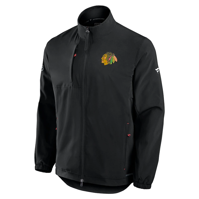 Men's Fanatics Black Chicago Blackhawks Authentic Pro Rink Full-Zip Coaches Jacket