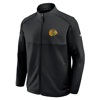Veste zippée intégrale authentique Pro Rink des Chicago Blackhawks pour homme Fanatics noire
