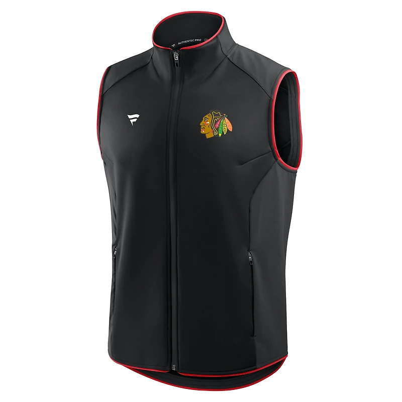 Men's Fanatics Black Chicago Blackhawks Authentic Pro Rink Full-Zip Vest