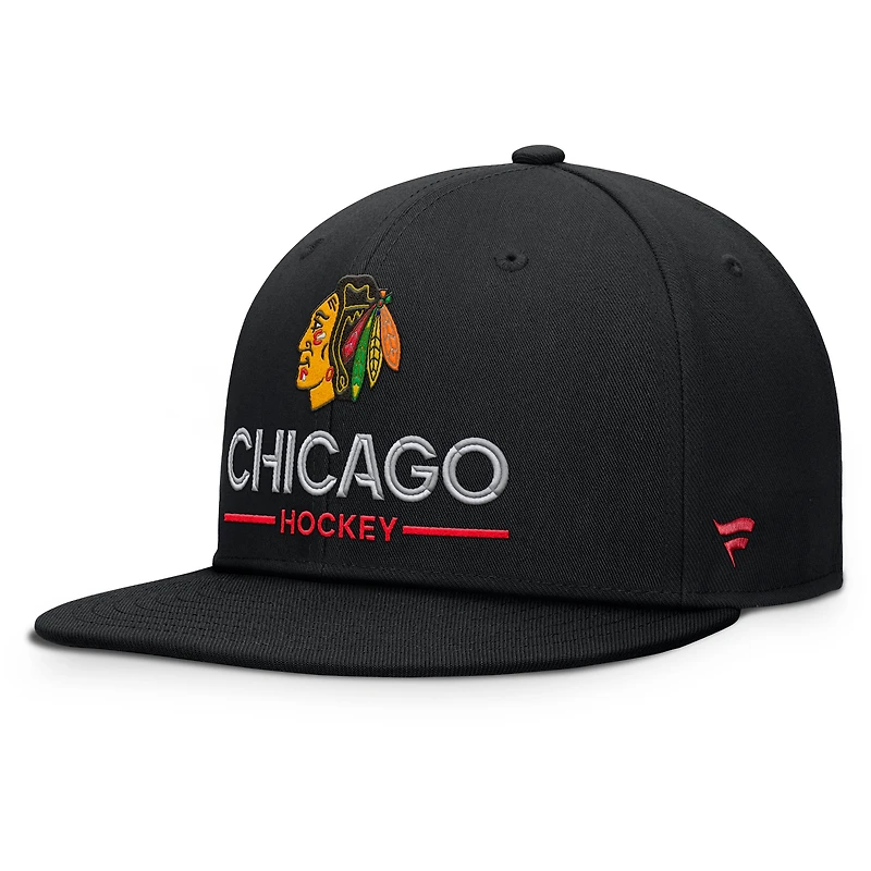Men's Fanatics Black Chicago Blackhawks Authentic Pro Rink Lockup Snapback Hat