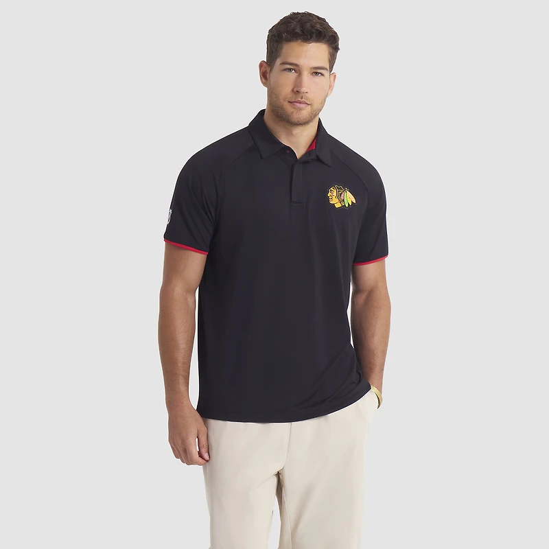 Men's Fanatics Black Chicago Blackhawks Authentic Pro Rink Raglan Polo