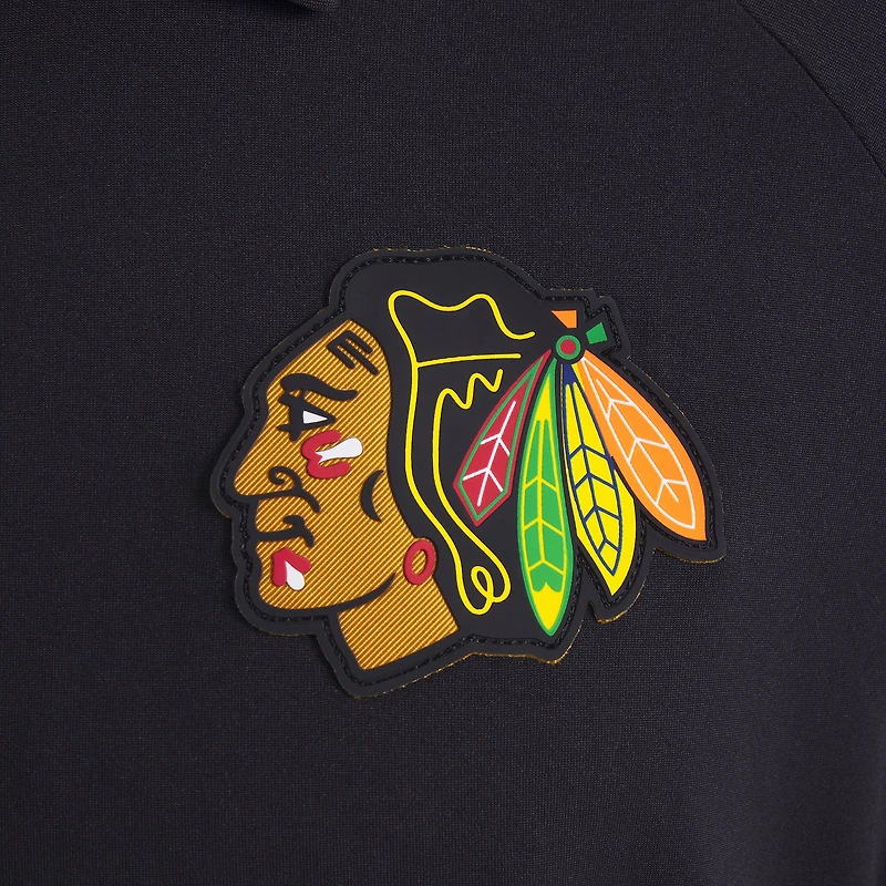 Men's Fanatics Black Chicago Blackhawks Authentic Pro Rink Raglan Polo