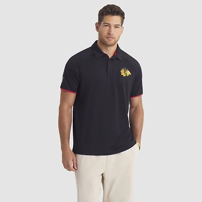 Men's Fanatics Black Chicago Blackhawks Authentic Pro Rink Raglan Polo
