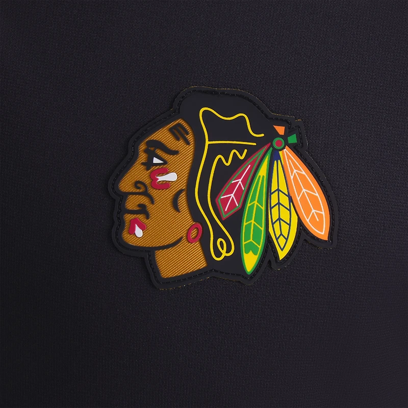 Men's Fanatics Black Chicago Blackhawks Authentic Pro Rink Raglan Quarter-Zip Pullover