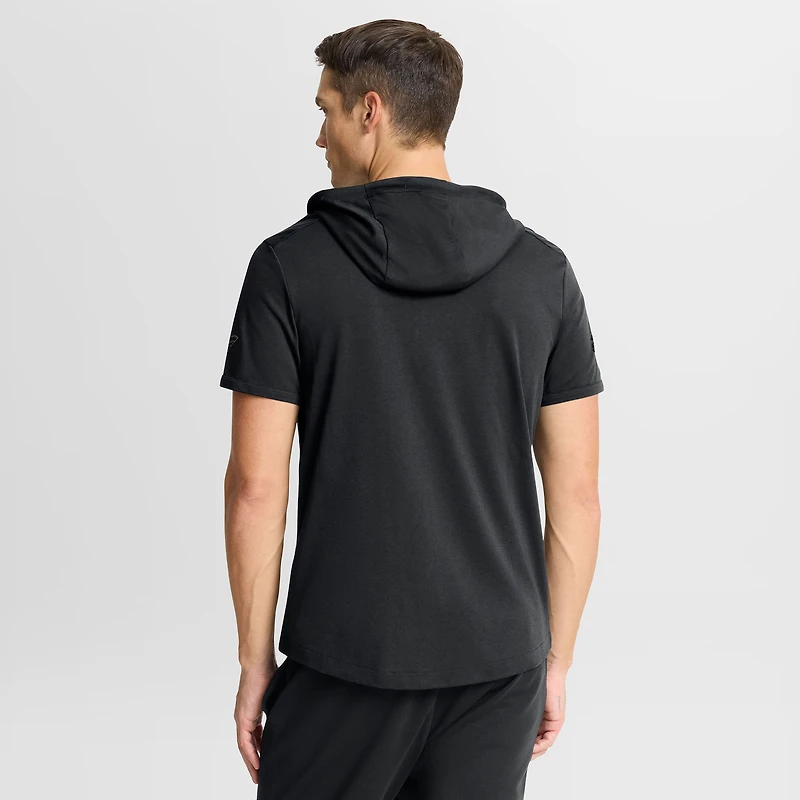 Sweat à capuche manches courtes Fanatics Black Chicago Blackhawks Authentic Pro Road pour homme