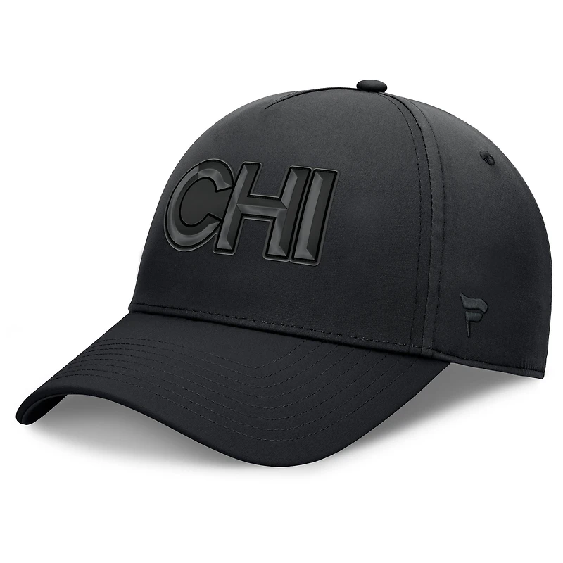Casquette Fanatics noire authentique pour homme des Chicago Blackhawks, équipe de route professionnelle, code Flex